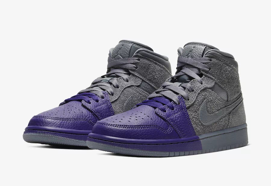 Sheila Rashid x Air Jordan 1 Mid Grey Purple Shoes - Click Image to Close